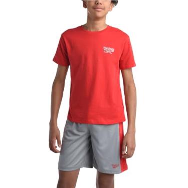 Imagem de Reebok Conjunto de shorts para meninos – camiseta de desempenho de 2 peças e shorts de ginástica de basquete (8-12), Vector vermelho, 10