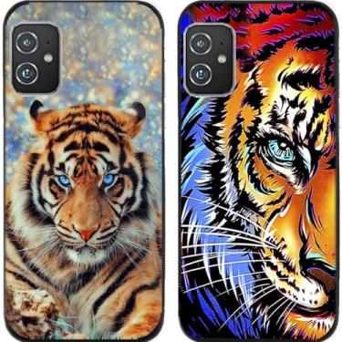 Imagem de 2 peças Cool Tiger King TPU gel silicone capa de telefone traseira para Asus Zenfone 8/9 / 10 (Asus Zenfone 8)