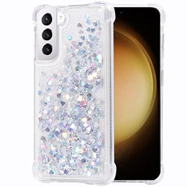 Imagem de FLOCUTE Capa para Galaxy S24 Plus, capa com glitter para Galaxy S24 Plus, transparente, flutuante, líquido, macio, almofada de TPU (poliuretano termoplástico) luxuosa, moda feminina, capa fofa para