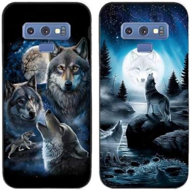 Imagem de 2 peças Moon Wolf Group Capa de telefone traseira impressa TPU gel silicone para Samsung Galaxy All Series (Galaxy Note 9)