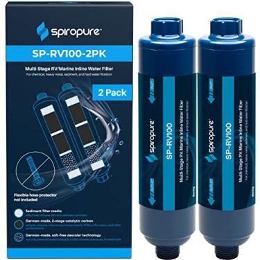 Imagem de 2 pacotes de filtros de água em linha marítima SpiroPure Multi-Stage RV – Sedimento, Carbono, Água Dura Cloramina, Metais Pesados PFOA PFAS (Protetor de Mangueira Flexível NÃO Incluído)