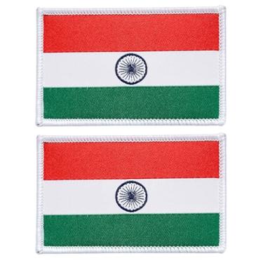 Imagem de stidsds Pacote com 2 remendos de bandeira da Índia bandeiras indianas bordadas, bandeiras da Índia, tático militar, gancho e laço para roupas, chapéus, mochilas, decorações de orgulho