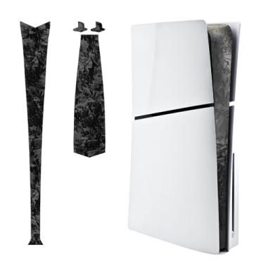 Imagem de Luck&Link Adesivo para PS5 Slim Console Center Part Protection Texture Sticker, para PS5 SILM Digital Edition e Disc Edition Host Middle Strip Texture Skin Scratch (fibra de carbono forjada)