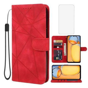 Imagem de Wanyuexes Capa para Redmi 13C 4G, capa carteira Redmi 13C 5G/Poco C65/Poco M6 5G com protetor de tela de vidro temperado, capa de telefone flip de couro com suporte para cartão de crédito para Xiaomi