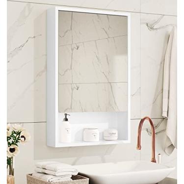 Imagem de Armário de banheiro Gaia Superior com Espelho com 1 Porta com Prateleira Interna-Quarteto Móveis (BRANCO)