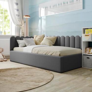 Imagem de Cabeceiras Nuvem Cerquinha Estofada Modular Cama Casal King 2,00mX45cm Módulos Adesivos (Cinza)