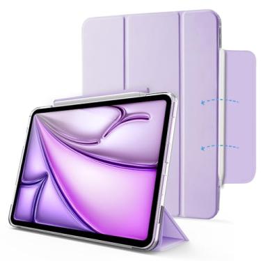 Imagem de MYGROO Capa para iPad Air de 11 polegadas 2025/2024 m3/2, iPad Air 5ª geração 2022, Air 4ª geração, capa inteligente tripla com capa transparente, fina e leve, roxa monet