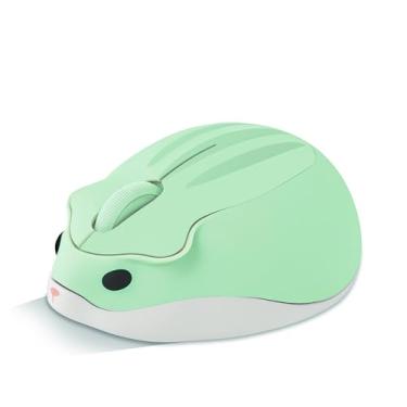Imagem de Mini mouse sem fio de 2,4 G, formato de hamster com receptor USB, mouse silencioso sem fio animal de desenho animado 1200DPI mouse portátil de viagem USB para PC, laptop, Mac, Windows (verde)