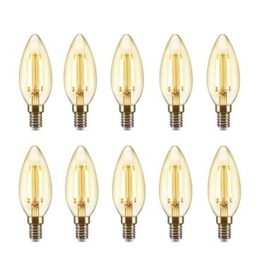 Imagem de 10 Lâmpadas Vela Filamento Led C35 E14 127v 2200k Ambar