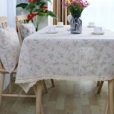Imagem de Tamanho Flor Padrão Toalha de Mesa Mistura de Linho de Algodão Retangular Cobertura de Mesa de Jantar Buffet Festas e Decoração de Acampamento, Toalha de Mesa E, 140x240cm