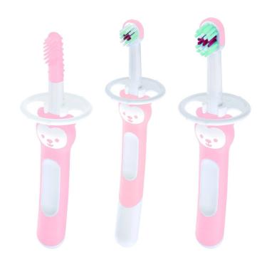 Imagem de Kit com 3 Escovas de Dente para Bebê Brushes Rosa - MAM