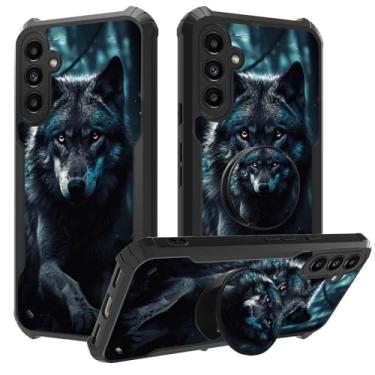 Imagem de Capa para Samsung Galaxy S23 FE com suporte para carregamento sem fio TPU bumper painel de armadura de acrílico quatro cantos almofada de ar antiqueda para Samsung S23 FE, Wolves Ready to Attack