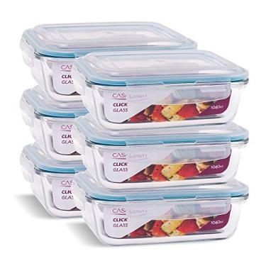 Imagem de Conjunto 6 Potes Vidro 1040ml Marmita Hermetico