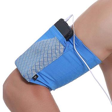 Imagem de Braçadeira esportiva universal para todos os telefones. Braçadeira de celular para corrida, academia e exercícios (iPhone X/8/7/6/Plus, Samsung Galaxy S9/S8/S7/S6/Edge/Plus e LG, mais), Large, Azul