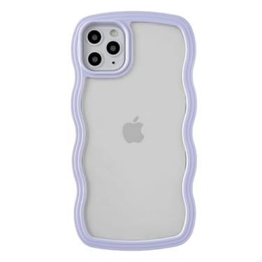 Imagem de Caseative Capa para iPhone 11 Pro Max, linda capa de celular macia à prova de choque com moldura ondulada (roxa)
