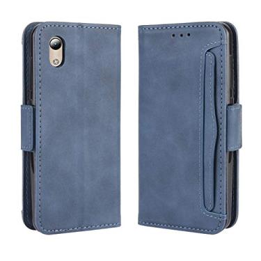 Imagem de Capa com compartimento para cartão para ZTE Blade A3 Lite, capa flip de couro para ZTE Blade A3 Lite, capa magnética retrô para celular, capa carteira com compartimentos para cartão