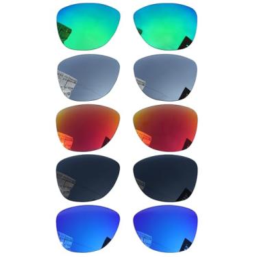 Imagem de Acefrog 5 pares de lentes polarizadas de substituição para óculos de sol Oakley Frogskins OO9013, ajuste perfeito, à prova de estilhaçamento, antiarranhões, pacote econômico