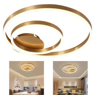 Imagem de Paflon Lustre Sobrepor Orbita Luxo Led Decoraçao Rustica Aneis 2 em 1 