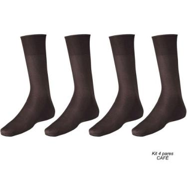 Imagem de Kit Meia social masculina Meianyl Lupo 4 pares, Café, 37 a 44