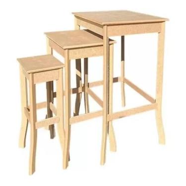 Imagem de Mesa Trio P M G Para Decoração Festa Criança Madeira Mdf - Inova Decor