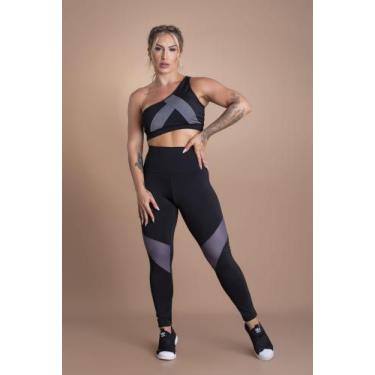 Imagem de Conjunto Feminino Fitness Academia Calça Legging Cintura Alta Detalhe 