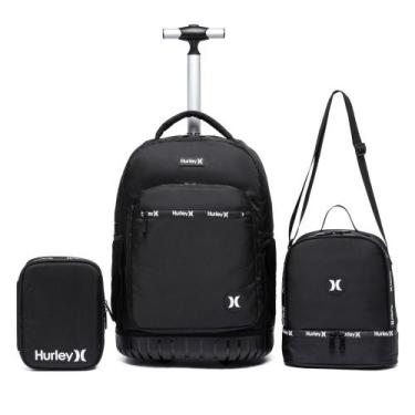 Imagem de Kit Mochila Rodinha Hurley Bolsa Escolar Lancheira Térmica Estojo, U, 