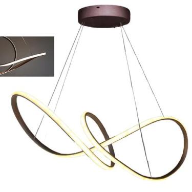 Imagem de Lustre Arco Infinito Luminaria Aneis 3 em 1 Led 49W Pendente Quarto Sa
