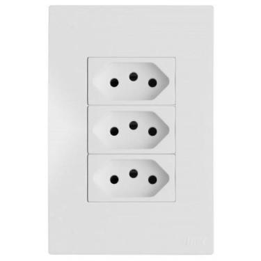 Imagem de Conjunto Tomada Tripla 10A 4X2 Branco Satin Brs12187-8Br - Blux Recta 