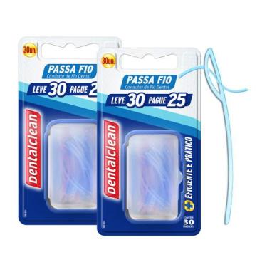 Imagem de Kit Passa Fio Dental 60 Unidades para Próteses e Aparelhos Dentalclean