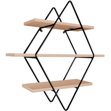 Imagem de Prateleira Tripla Estante Decorativa Livros Quarto Sala Losan Aço MDF 