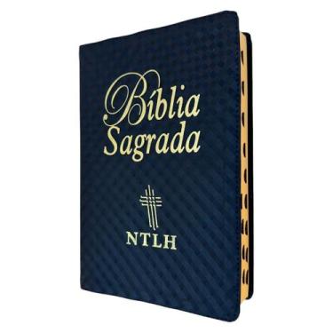 Imagem de Biblia NTLH preto xadrez couro Linguagem de hoje com indice digital SB