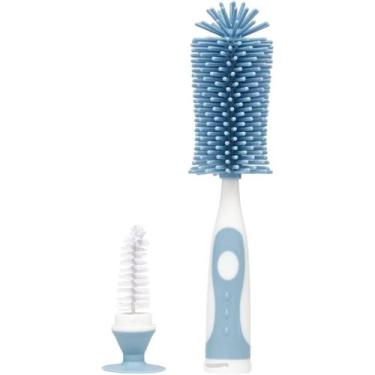 Imagem de Escova de Mamadeira Base com Ventosa Cerdas Macias BPA Free Buba, Azul