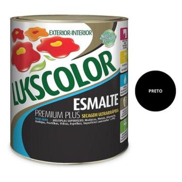 Imagem de Tinta Esmalte Fosco Base Água Preto 900ml Lukscolor, Preto