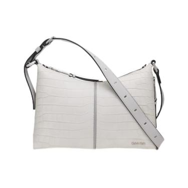 Imagem de Calvin Klein Bolsa transversal com zíper superior, Crocodilo de camurça cinza Dove, One Size