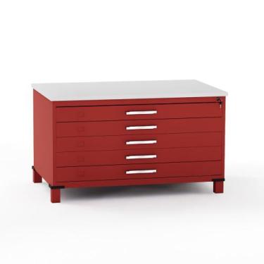 Imagem de Mapoteca em Aco 05 Gavetas Pandin Vermelho