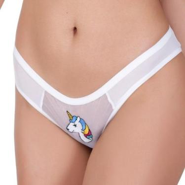 Imagem de Kit 3 Tangas Calcinha Bordados Diversos Tule Transparente - Boutique d