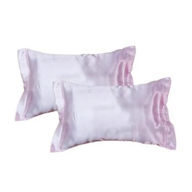 Imagem de 2 Fronhas Cetim Seda Luxo Antifrizz 50x70cm - Magic Enxovais, Rosa