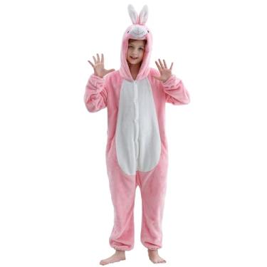 Imagem de HAHASHOW Macacão infantil unissex com capuz, macacão de flanela para outono e inverno, roupas de desenho animado de Halloween, Coelho, 3-4 Anos