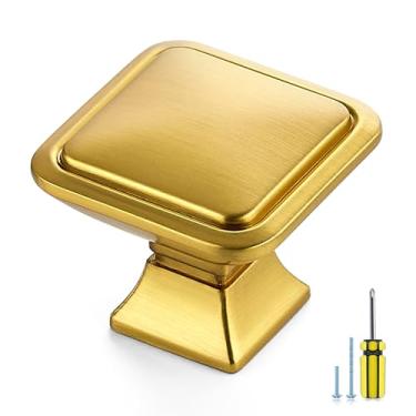 Imagem de Ravinte Decor Pacote com 30 puxadores de armário dourados – Puxadores de gaveta de armário de cozinha para armários e gavetas puxadores quadrados de 3 cm para gavetas de cômoda maçanetas sólidas de