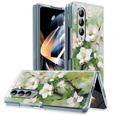 Imagem de MIDIIUGCT Capa magnética para Galaxy Z Fold 4, círculo magnético integrado e carregamento sem fio, capa à prova de choque de grau militar para Z Fold 4 [pintura a óleo flor de ameixa] MUS-CXDZ-02-12
