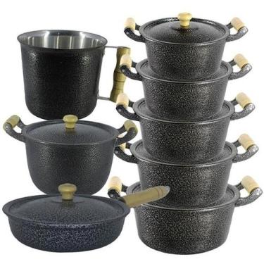 Imagem de Jogo Panelas, Frigideira, Leiteira e Canecão Alumínio Craqueado - Divi