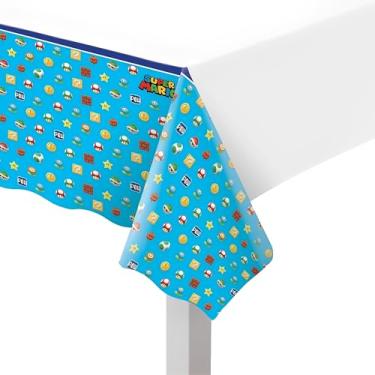 Imagem de Amscan 571554 Super Mario Brothers Multicolor Plastic Table Cover, Party Favor 54" x 96" 1 ct