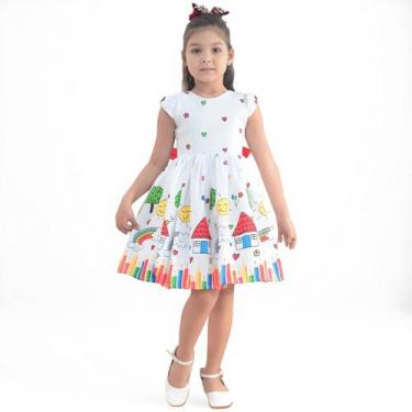 Imagem de Vestido Aquarela Lápis De Cor Formatura ABC Detalhes Vermelho - Modern