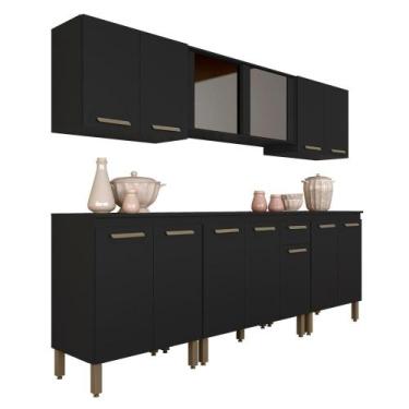 Imagem de Cozinha Modulada 13 Portas 6 Peças Tieli Preto - Móveis Arapongas - A 