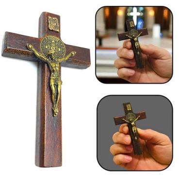 Imagem de Crucifixo Cruz De Porta Medalha De São Bento Pequeno 9 Cm - FORNECEDOR