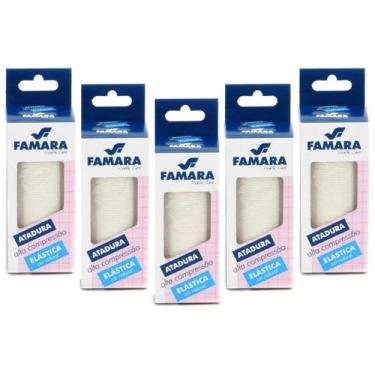 Imagem de Kit 5 Atadura Elástica 10cm x 1,30m Faixa Bandagem Alta Compressão ort