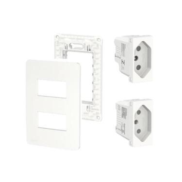 Imagem de Kit Tomada Dupla 10A-20A com Placa e Suporte Orion Schneider