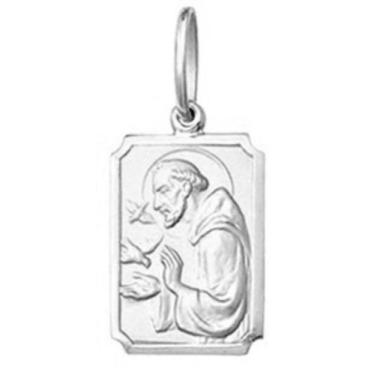 Imagem de Pingente Grande 2cm Modelo Retangular Santos Ouro Branco 18k ( 29 Sant