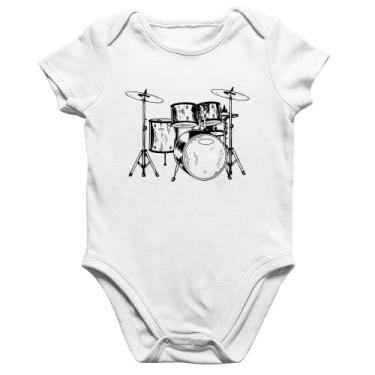 Imagem de Body Bebê Algodão Bateria Música - Foca na Moda, Branco, GG