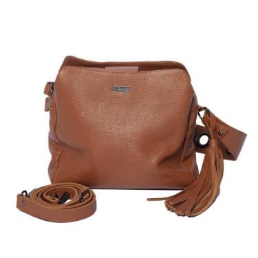 Imagem de Bolsa feminina de couro nude Livia - Bolsa de ombro de couro